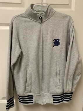 Brooklyn Xpress Light Gray zippered sweatshirt